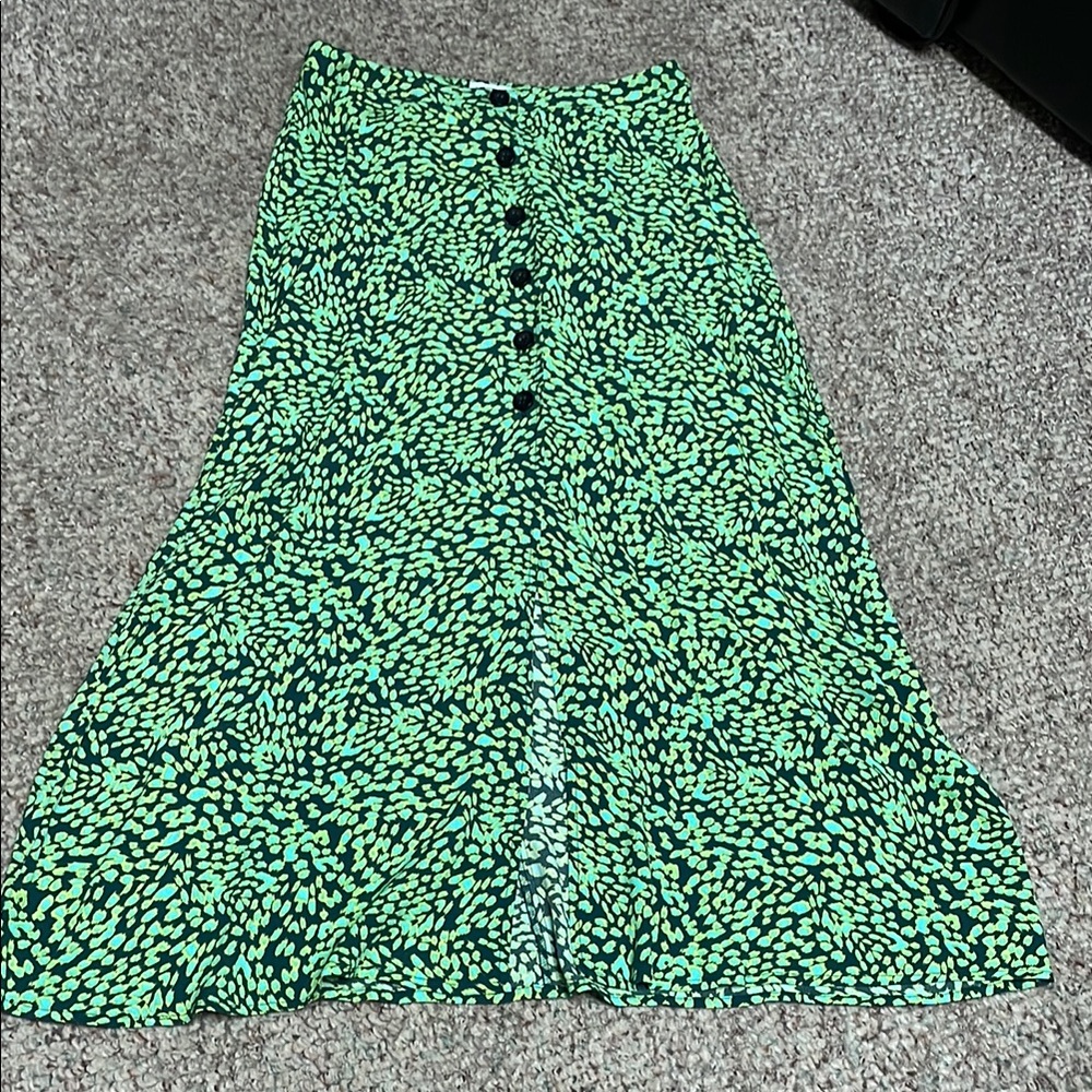 Leith button front Green Patterned Women's midi Skirt